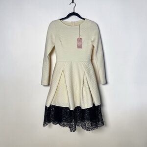 Traffic People Cream with Black lace Dress size Small New